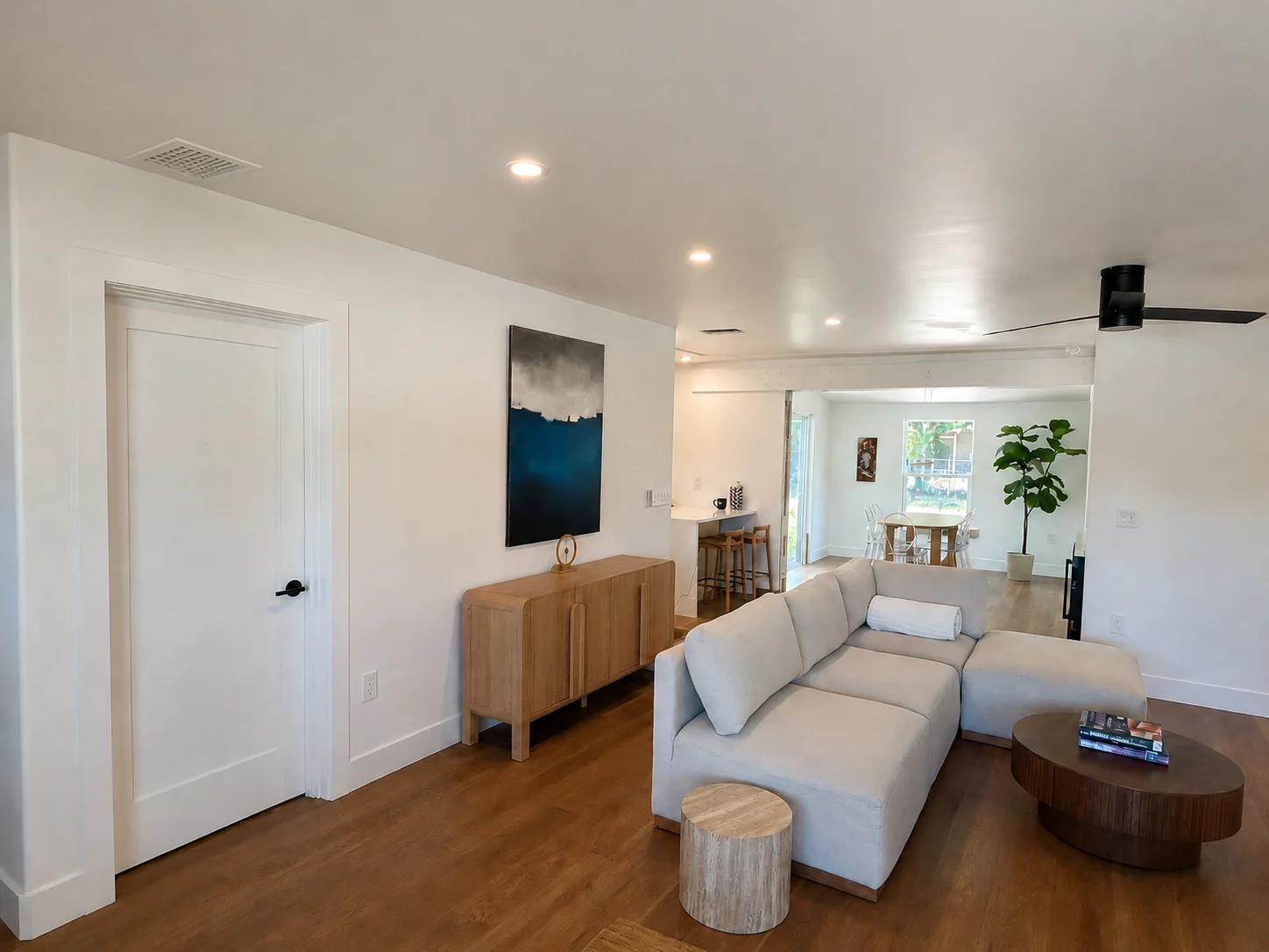 Finished living and dining space after renovation